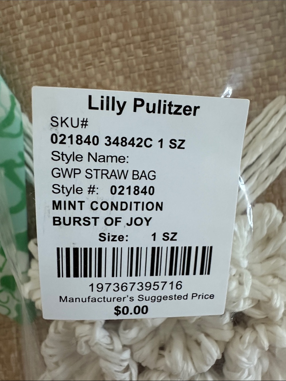 NWT Lilly Pulitzer Straw Bag "Burst of Joy" scarf wrapped gold handles - Picture 11 of 11